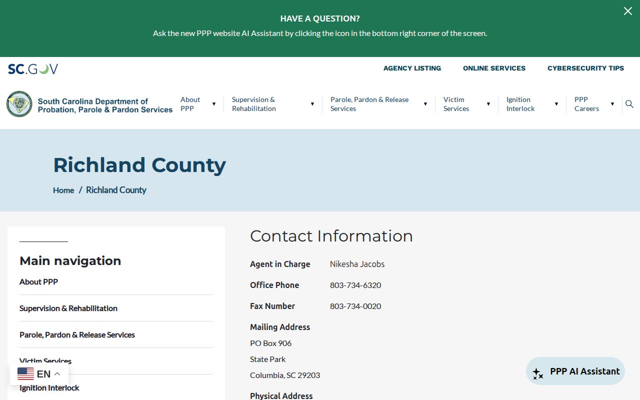 Richland County parole and probation office and supervision counts