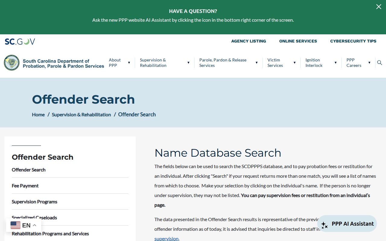Richland County parole and probation offender search